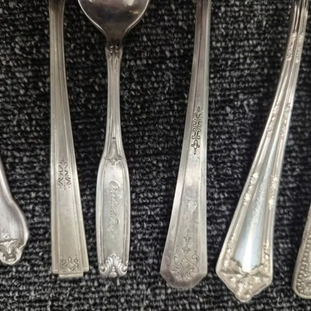 Vintage Silverplate Flatware Lot 26 Pcs 3 lbs Mixed Patterns Railroad Hotel Mono